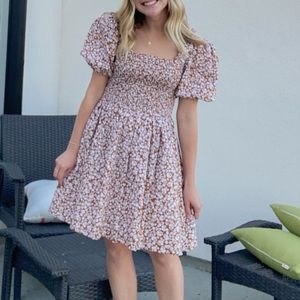 Puff Sleeve Ditsy Floral Mini Dress